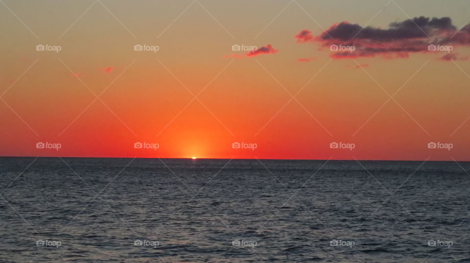 Sunset on Lake Michigan with Clouds
