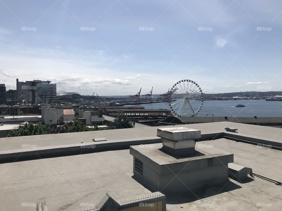 Ferris Wheel Seattle Skyline