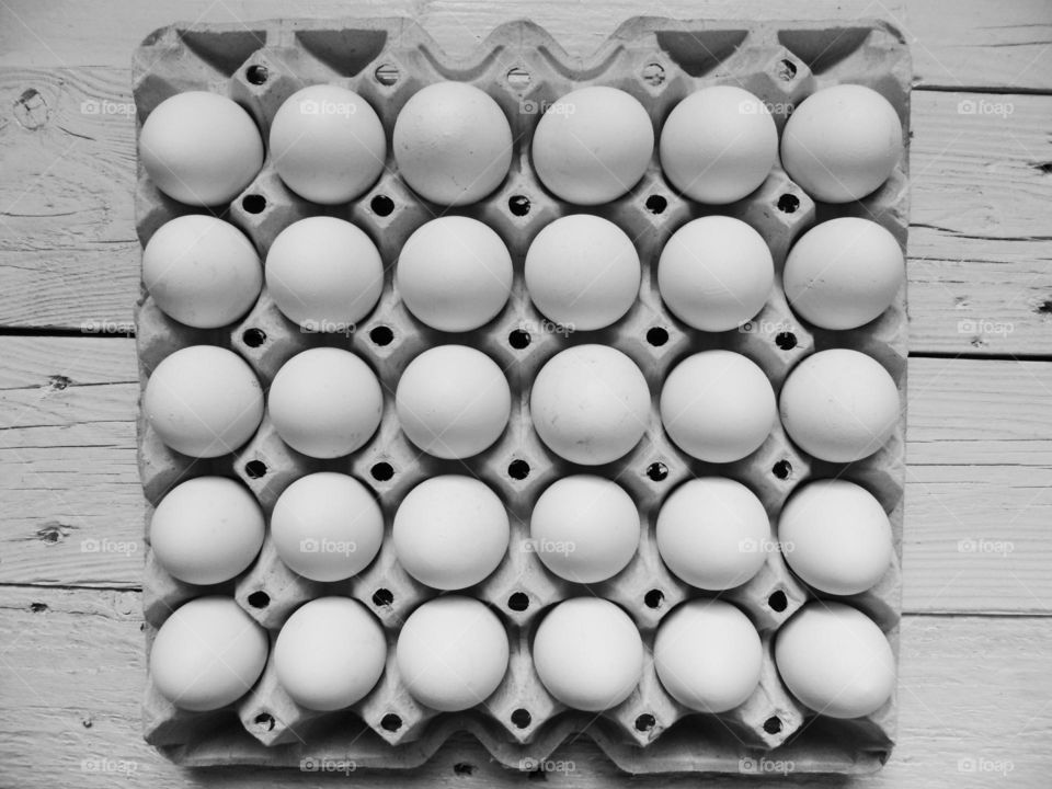 Chicken eggs in a tray