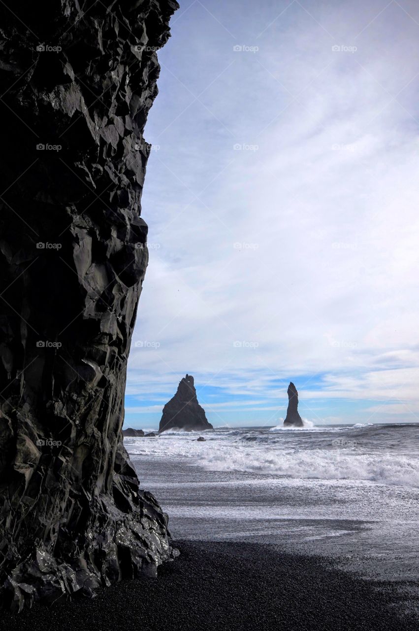 View of black beach