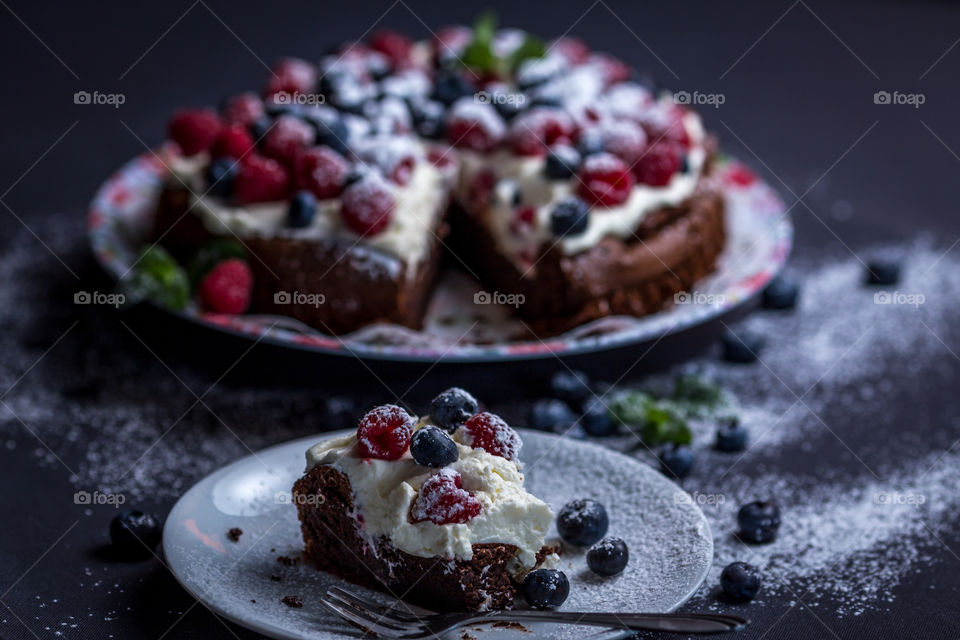 Berry cake in plate