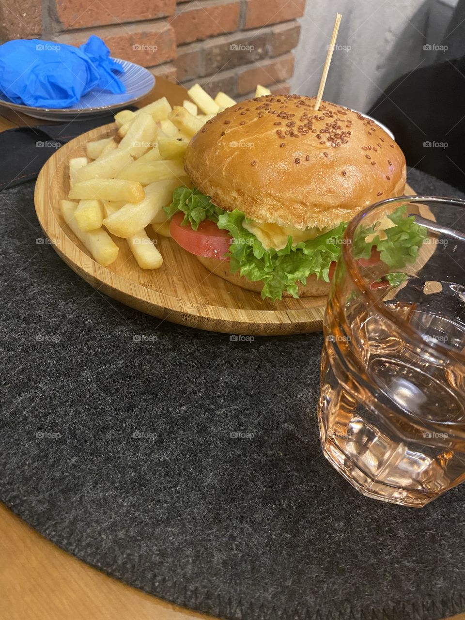 Burger and fries