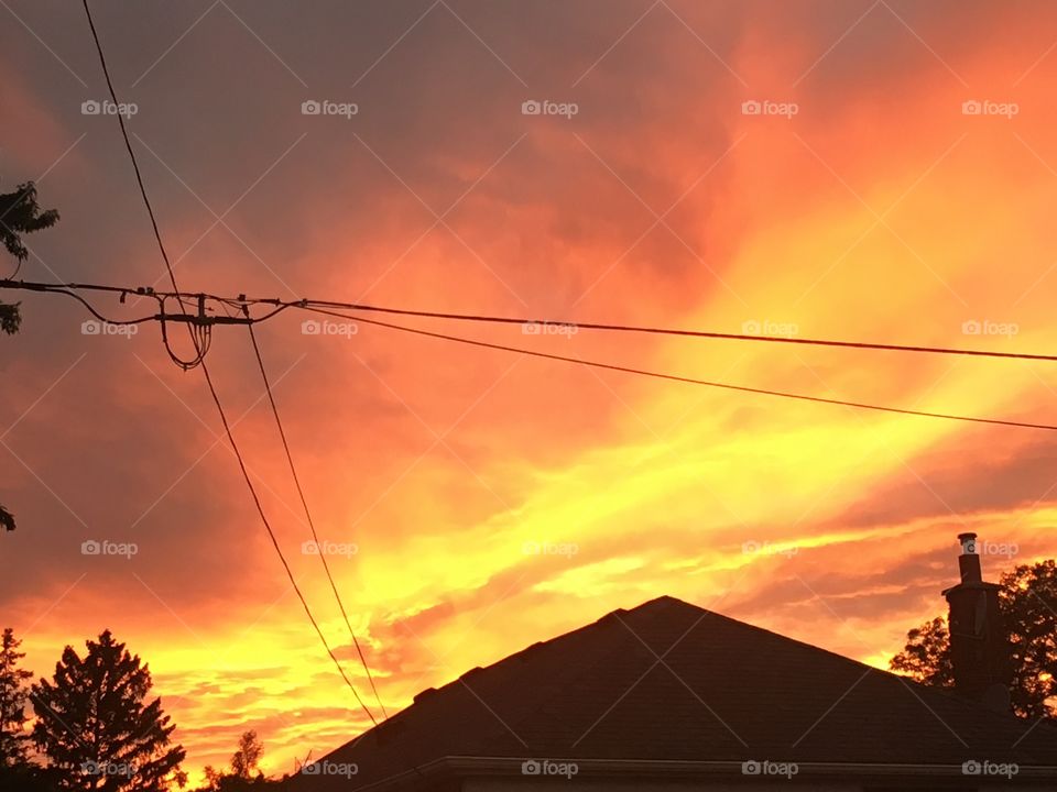 Firehouse sunset, sunset, beautiful, housetop 