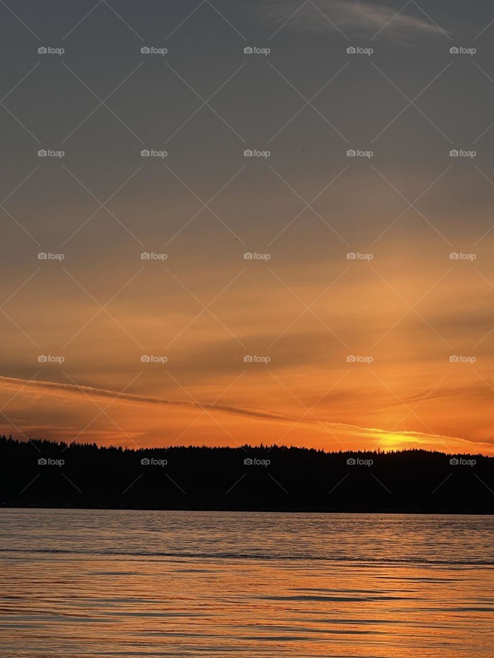 Orange sunset at the beach 