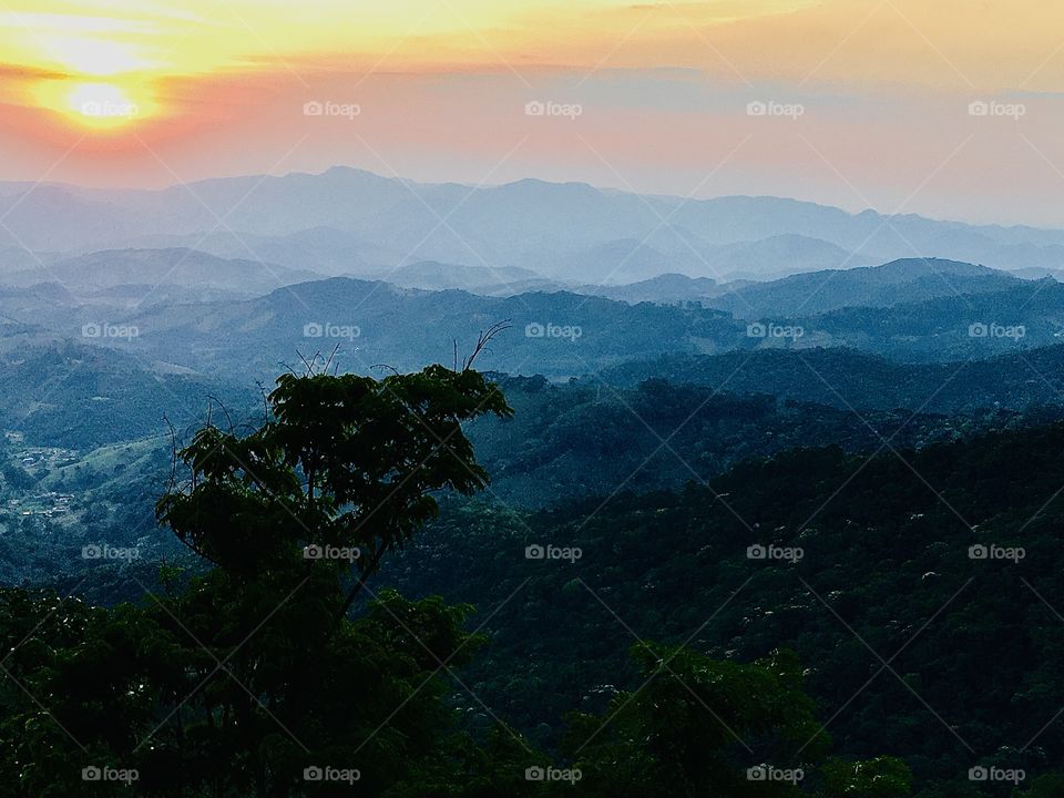 Sunset over mountains 