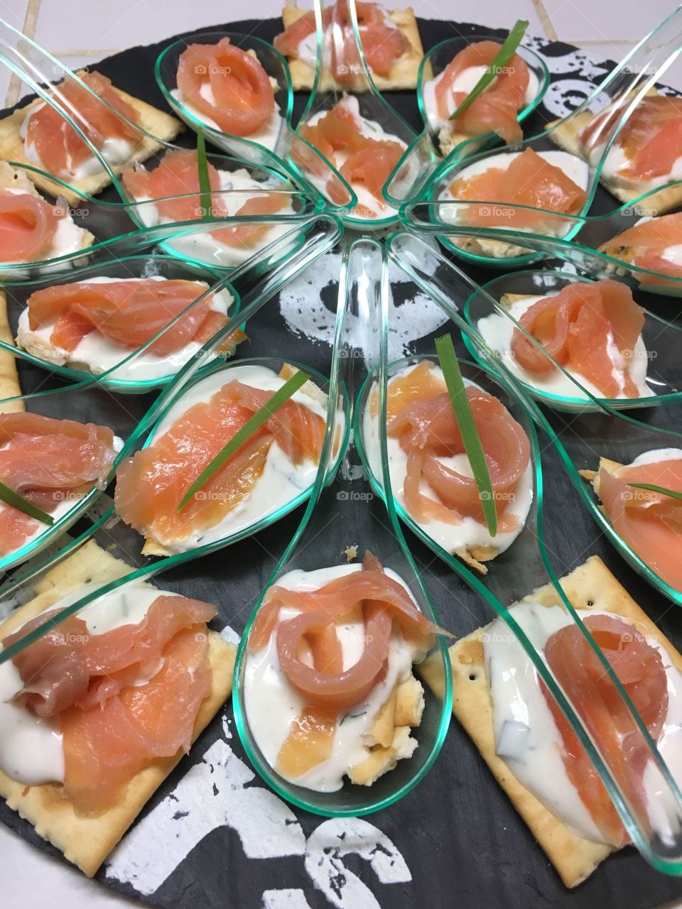 Gourmet spoon with salmon
