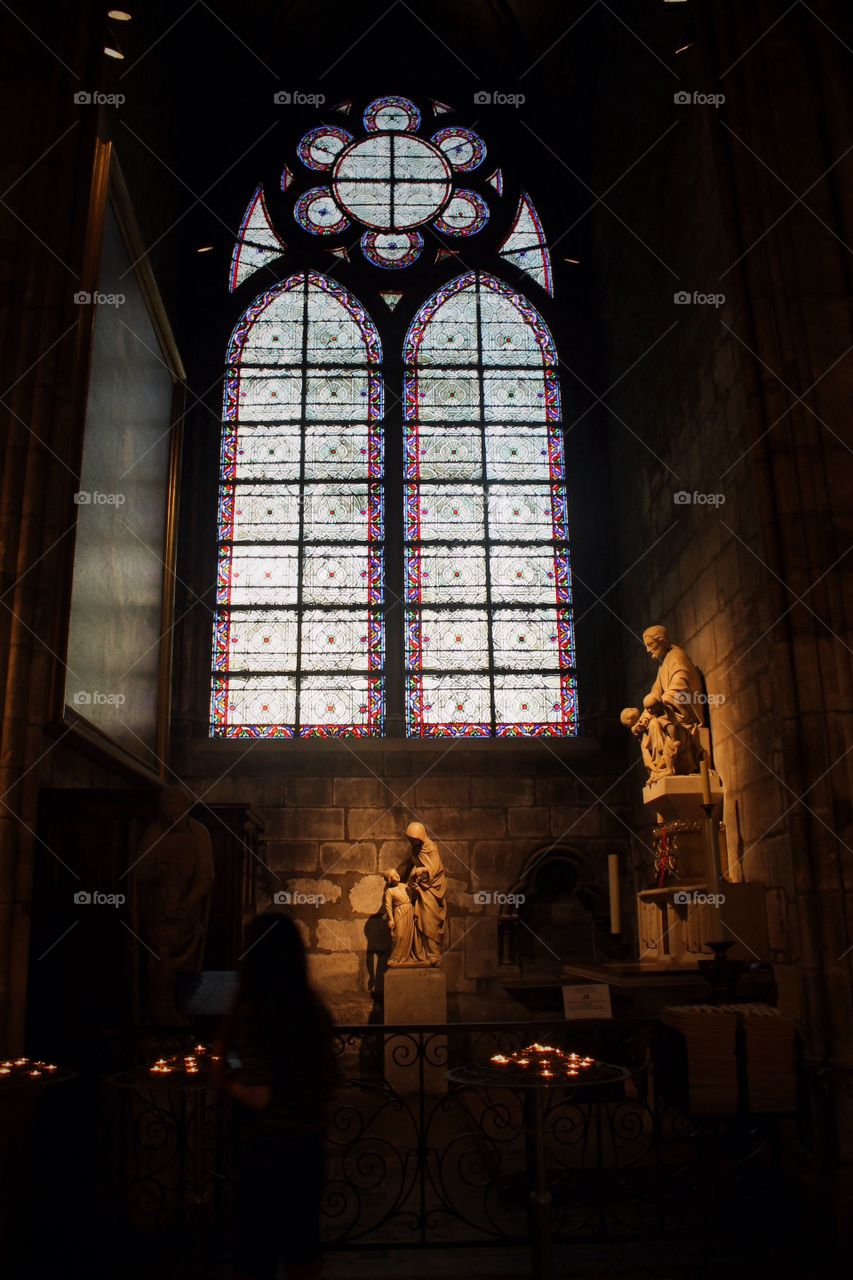 Cathedral windows in Montmartre, France. 