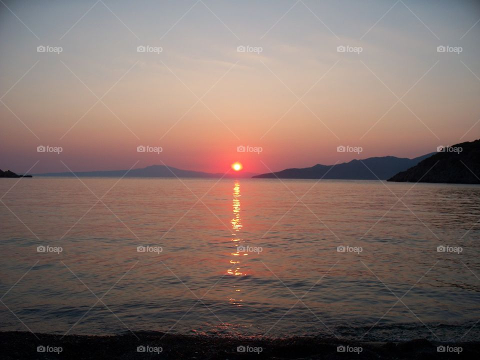sunset at delfinia beach, mani