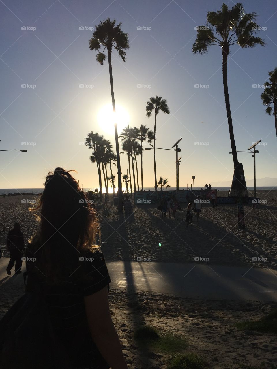 Sunset at Venice beach in Los Angeles California 