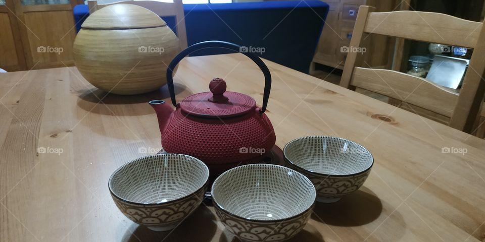 Three porcelain cups for the tea ceremony.  On winter evenings they warm our hands and our soul.