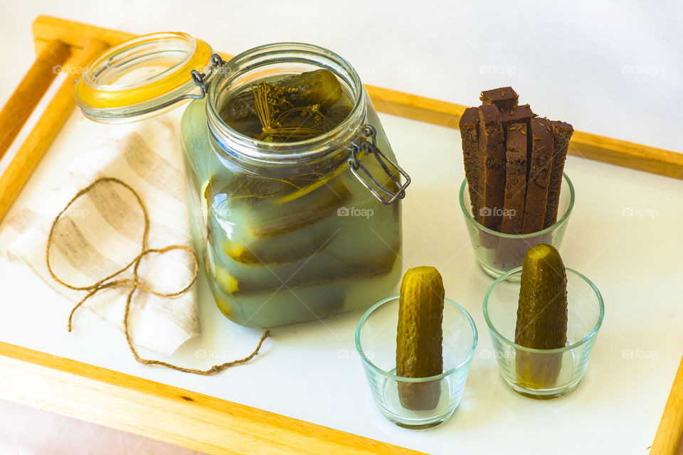 homemade pickles 🥒 with rye bread 🍞 