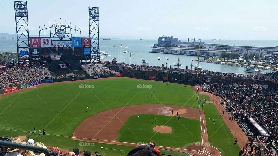 AT&T baseball stadium overlooking the San Francisco bay