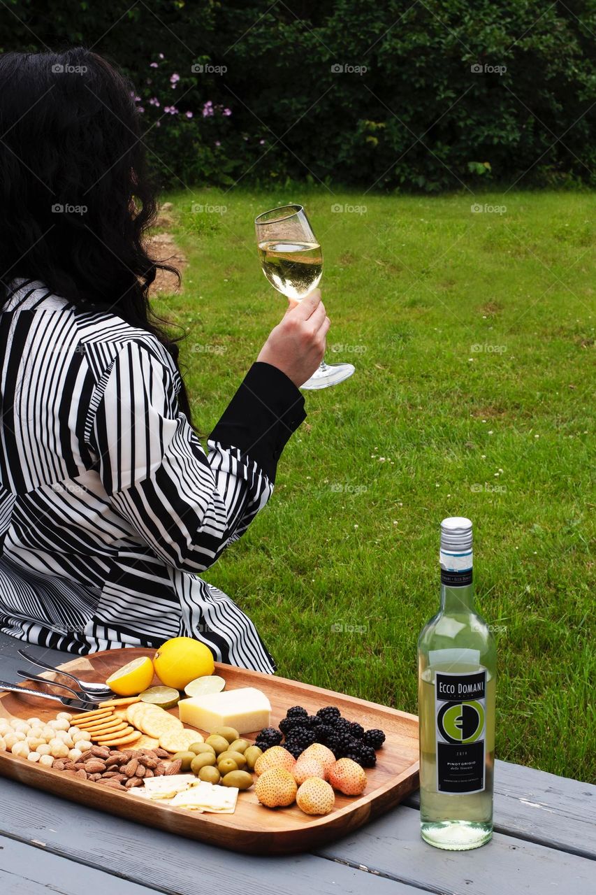 Picnic in the farm with a good wine