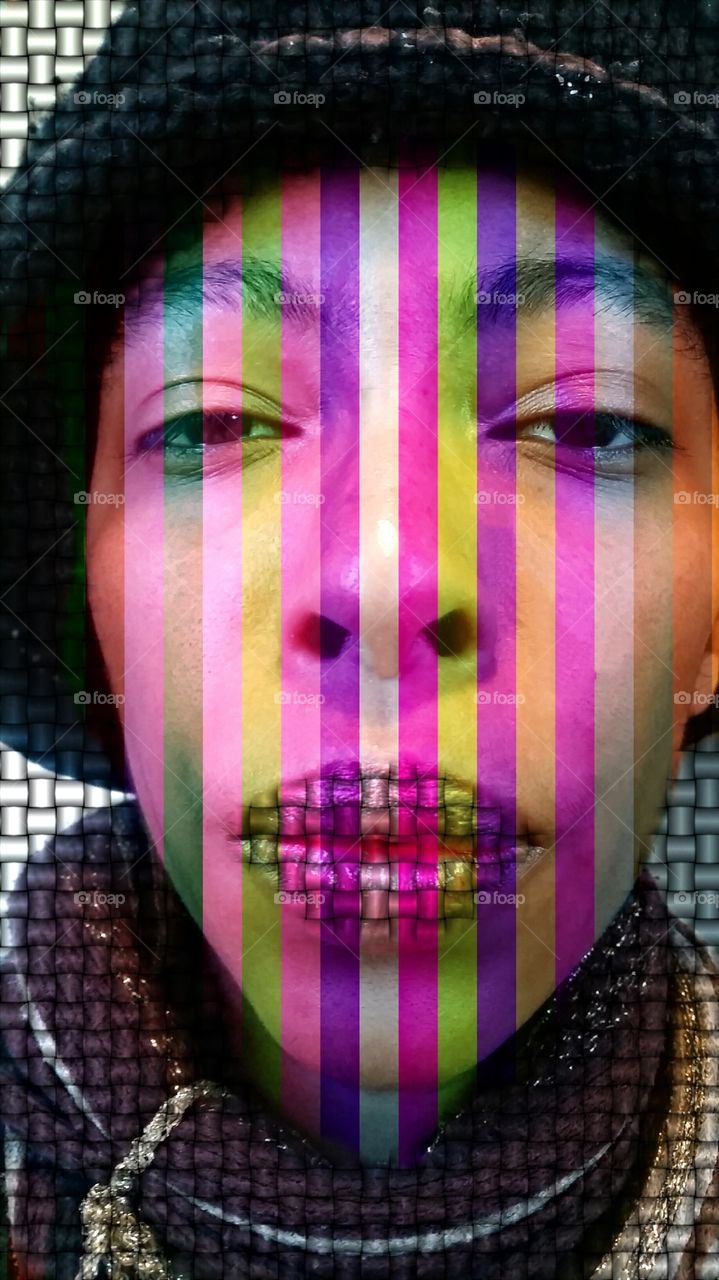 Stripes and Threaded Portrait of a Woman.

I edited an old photo of myself.