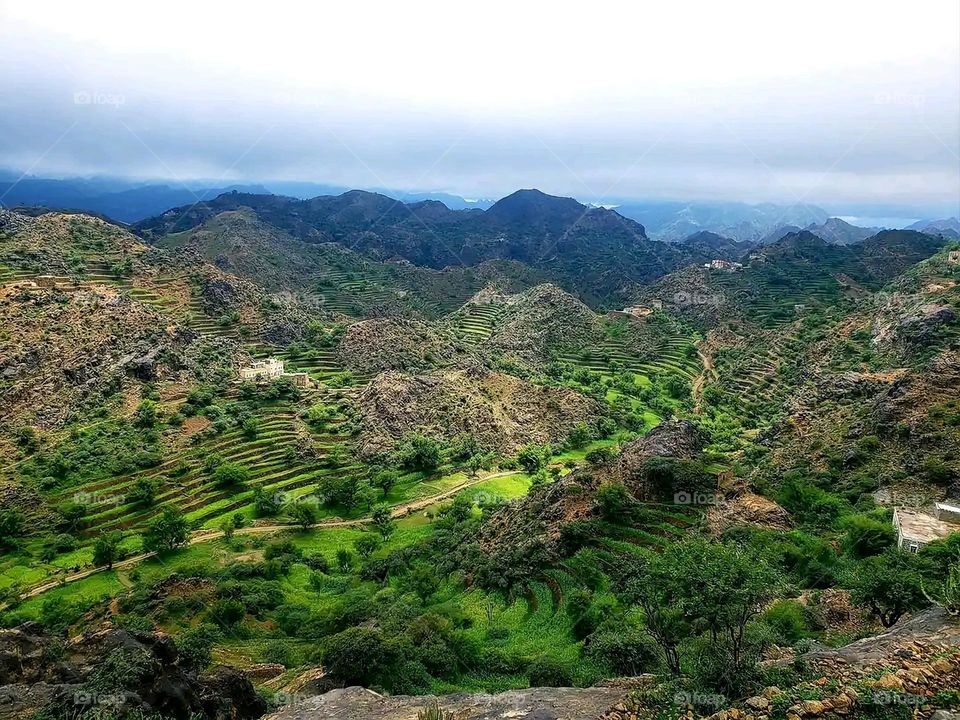 Glory be to God, the magnificent and picturesque view and the natural green trees are a view that is nothing more wonderful than it