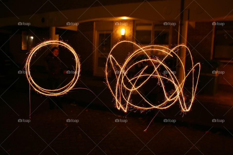 Playing with fireworks and long exposure