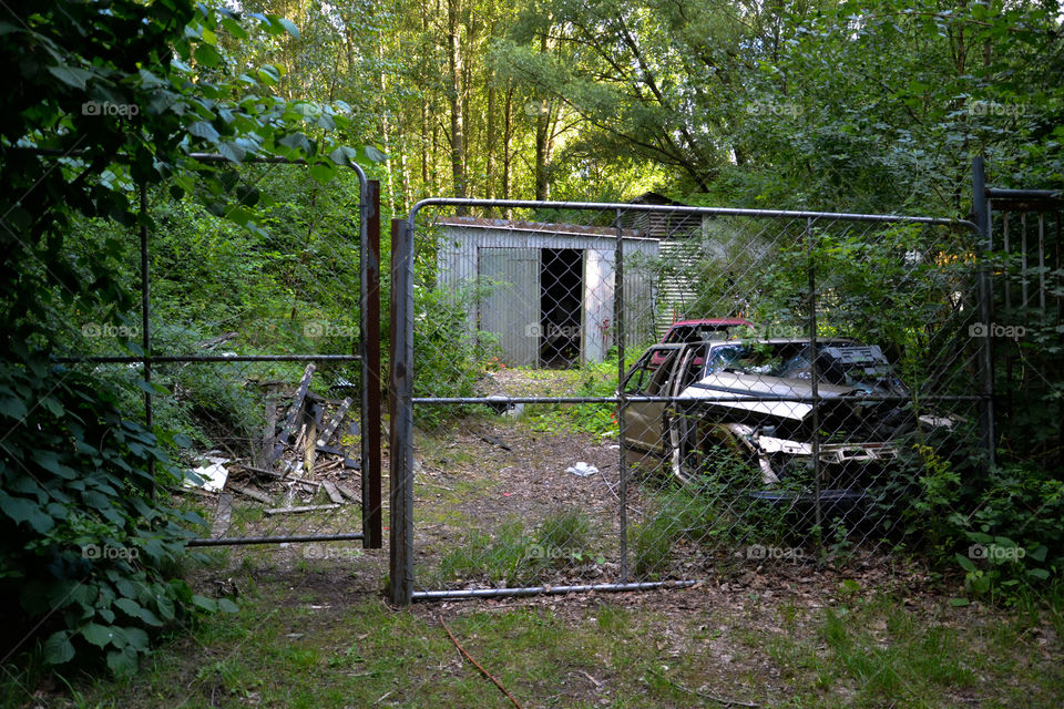 abandoned auto repair shop outside Malmö, Sweden