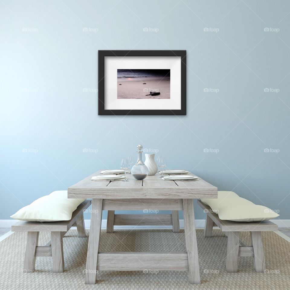 Beach House Turtle Photography, Kitchen Table Decor, Breakfast Nook With Turtle Art 