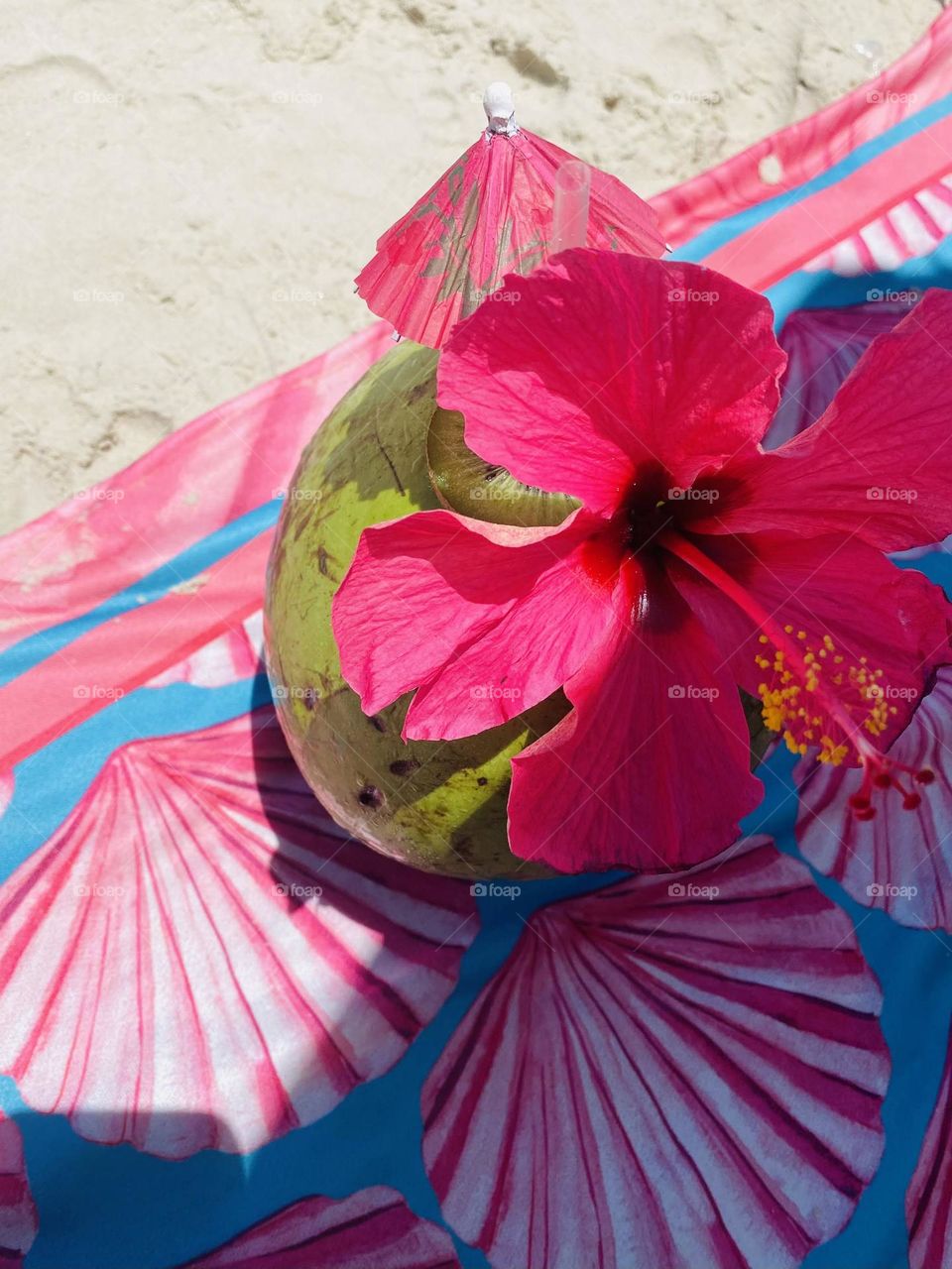 Coconut water on the beach