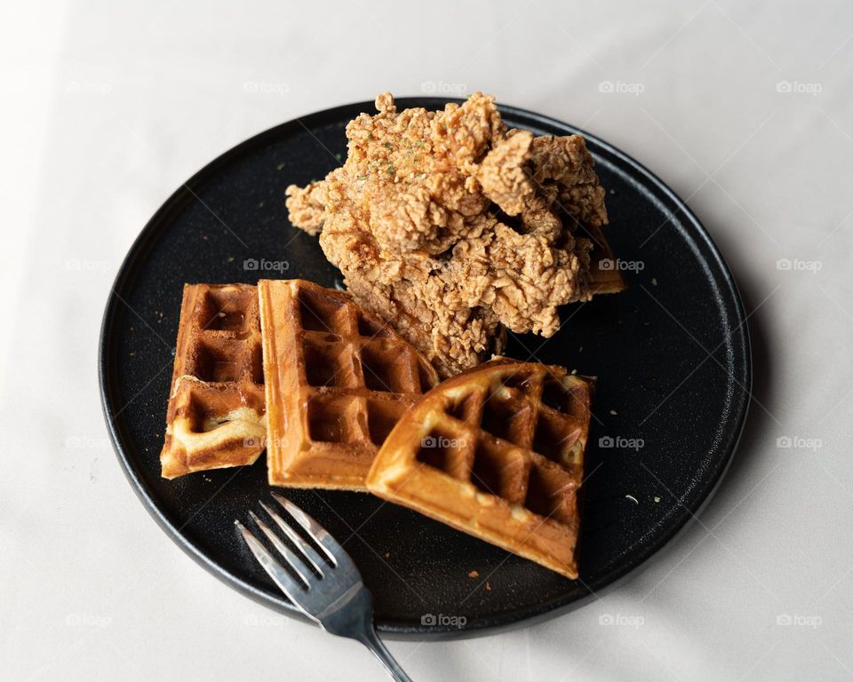 Delicious fried chicken and waffles