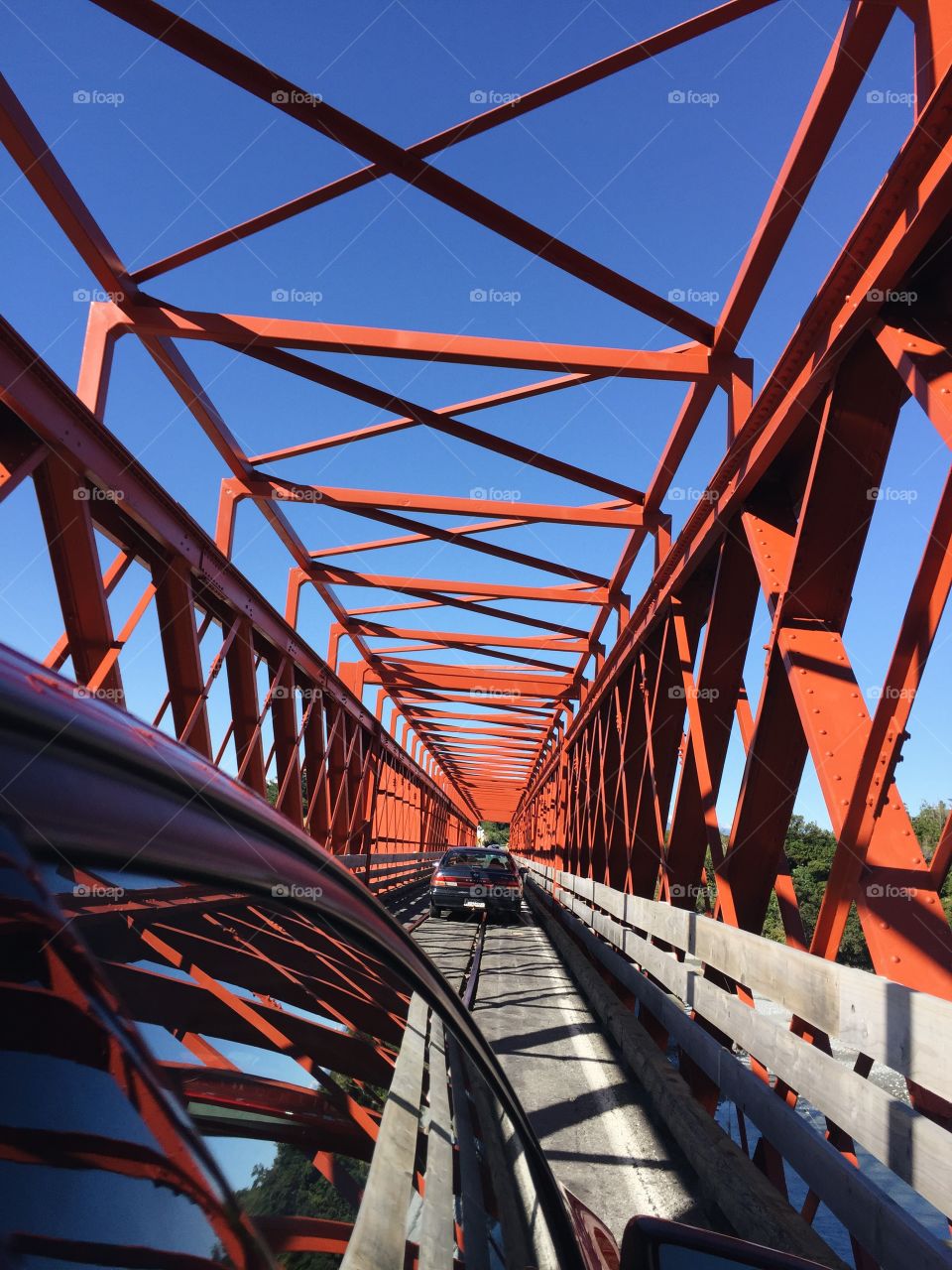 New Zealand Bridge . Our car was red and so was the bridge!