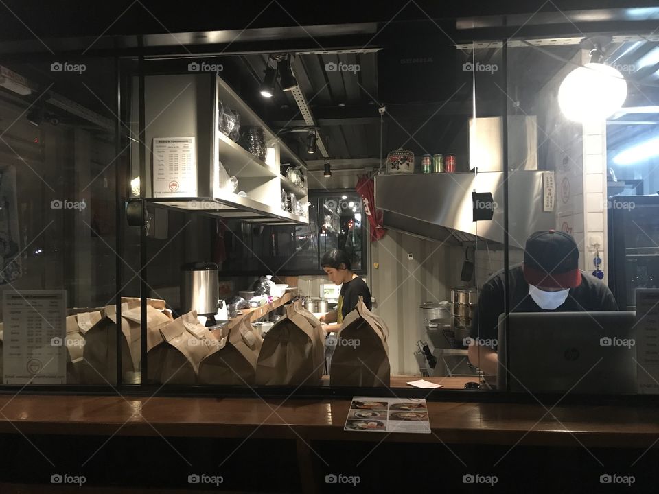 Waiting for the bikers to grab all those ramens. Hard work during lockdown!