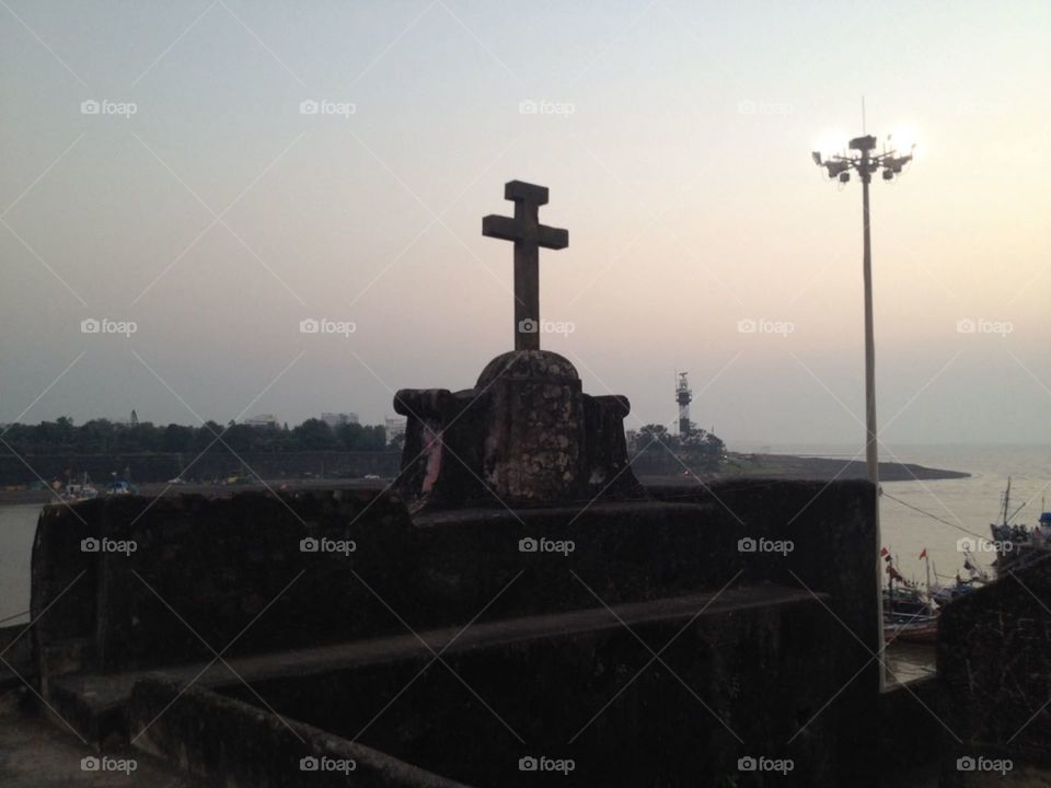 Cross at the peak of St. jerome Fort - Daman