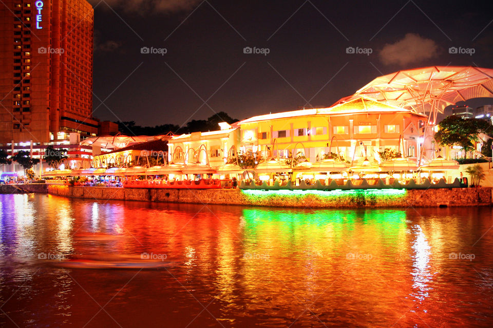 night lights reflecting on the river