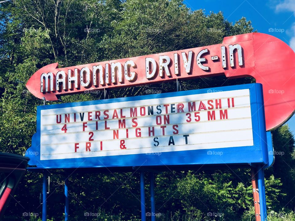 Mahoning Drive-In Movie Theater Universal Monsters Vintage 1950s Movie Sign