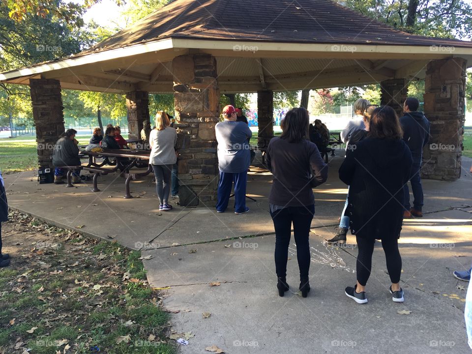 A good turnout today for food and winter clothing at the park for the homeless! 