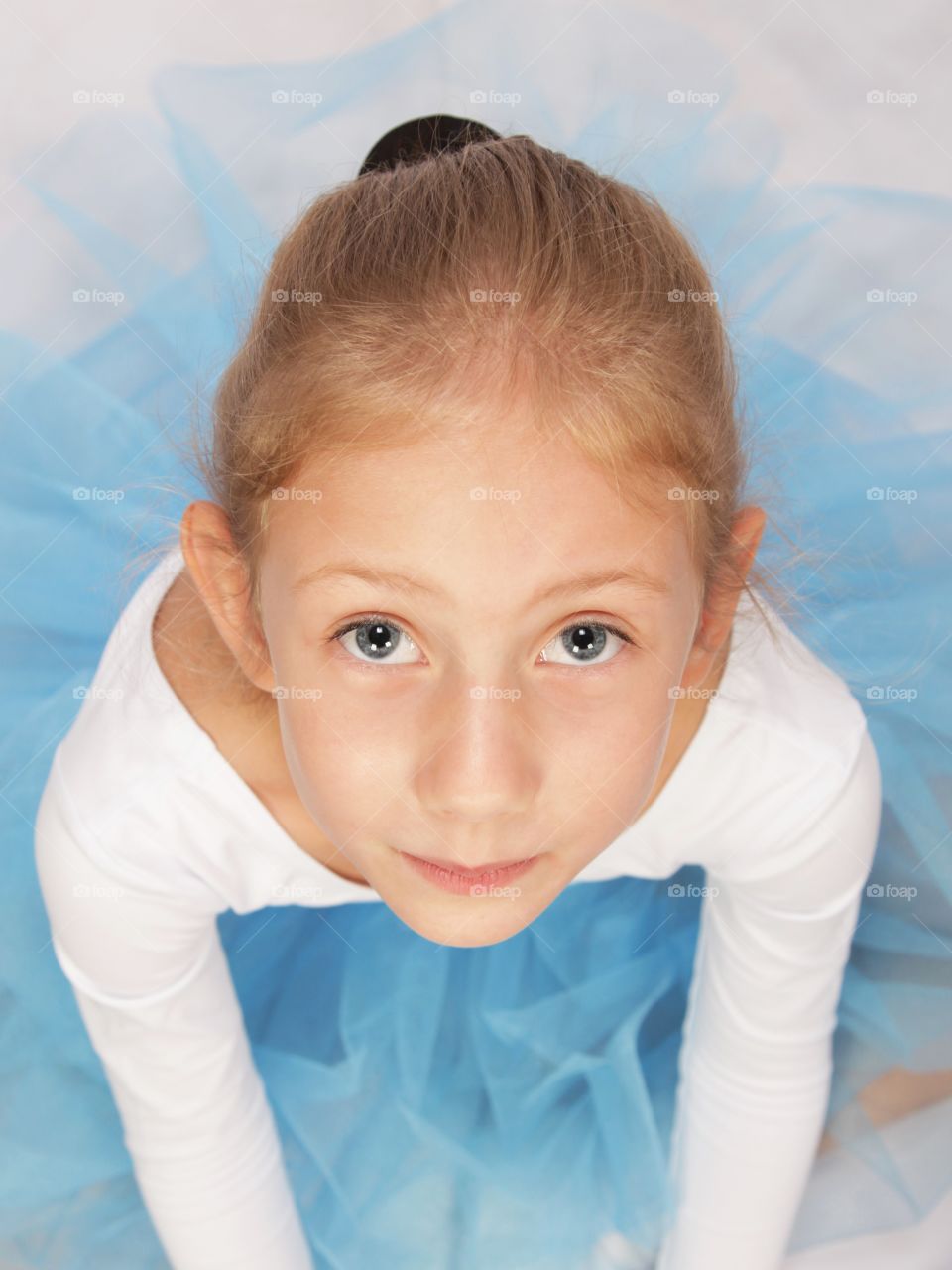 portrait of a little girl from above