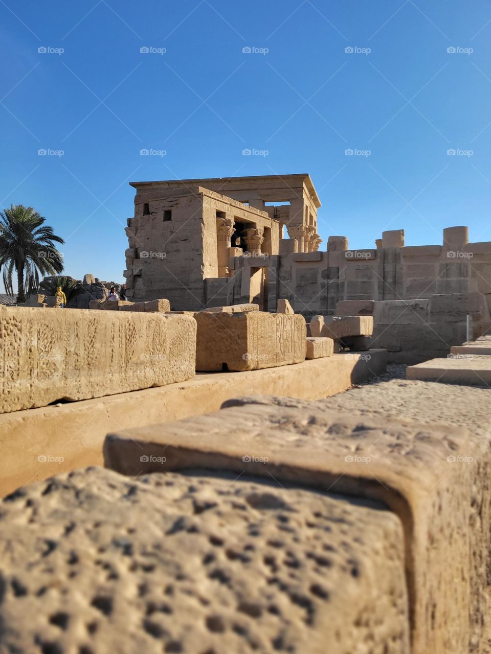 Cloudless sunny day blue sky at Philae Temple Aswan Egypt