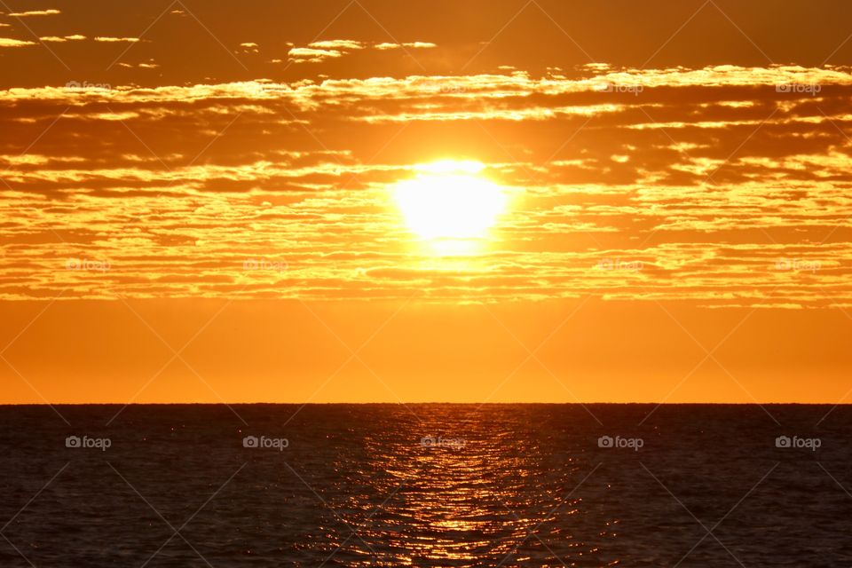 Sunrise over the south Australia ocean horizon
