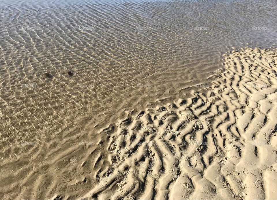 clear sea water and beach sand