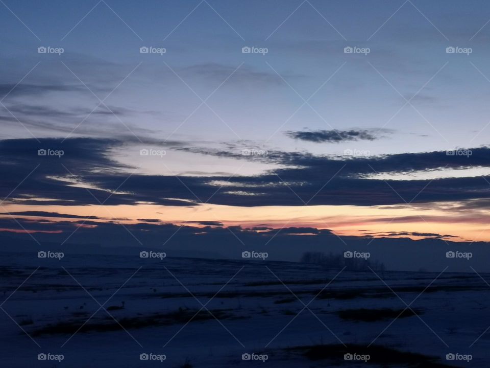 Winter and sunset mood