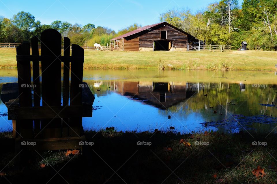 Adirondack chair on a farm