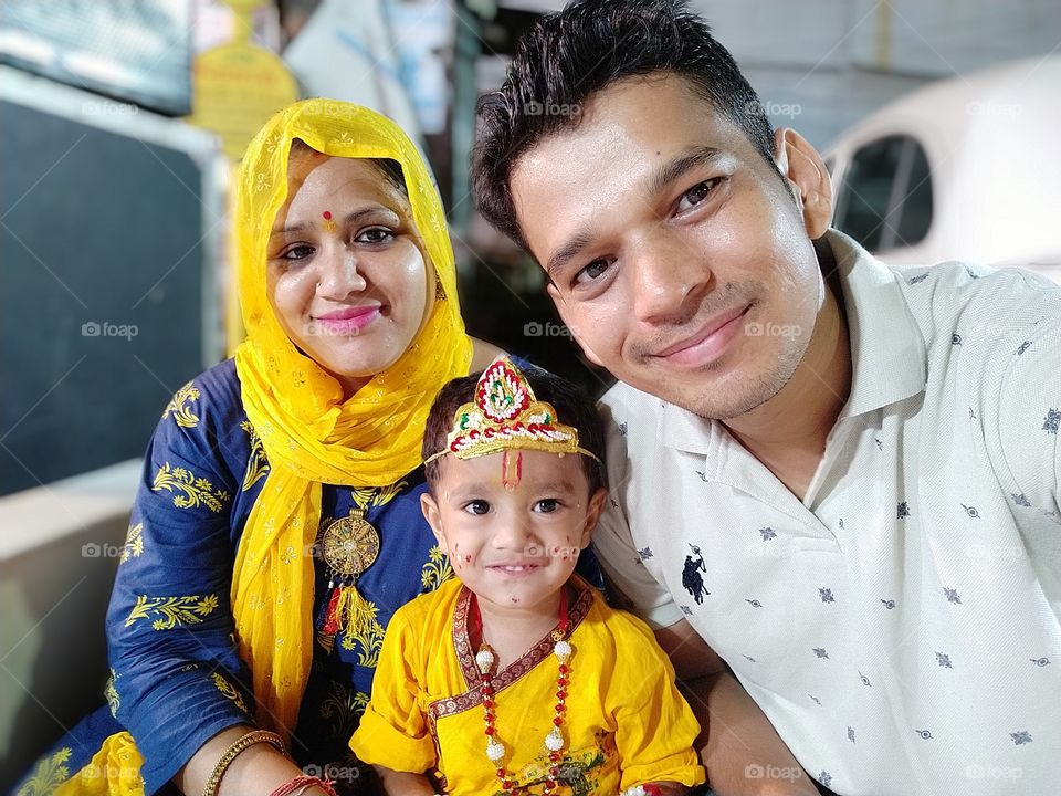 Little Lord Krishna With Family