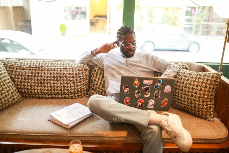 study stock photos in cafe