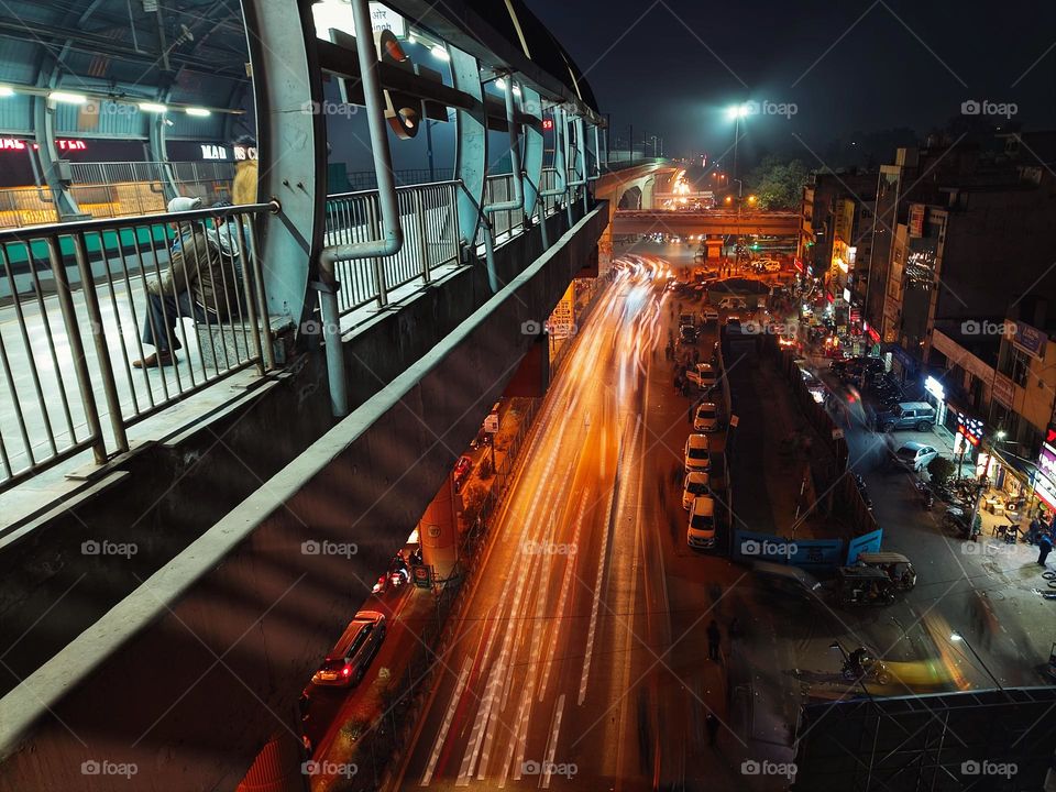 busy city streets at night