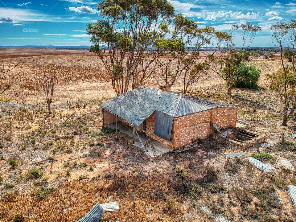 Abandoned ruins of an old farm house