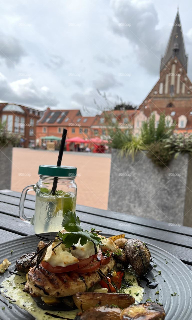 Meat delicacy overlooking the square