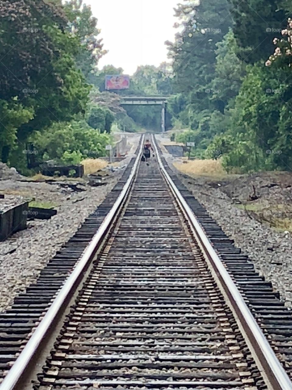 Slowly trudging the tracks alone, a weary traveler treads where few dare to find his home. 