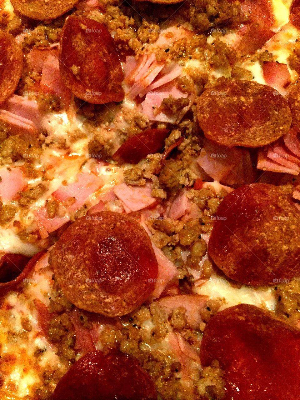 Close up Meat pizza 