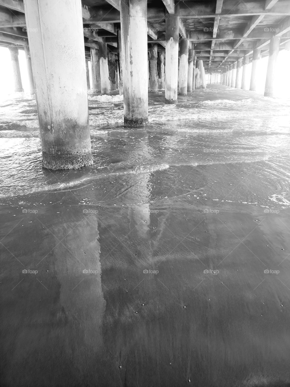 Waves under a pier