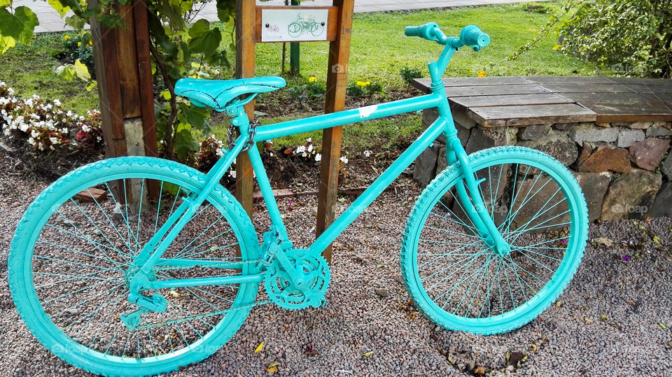 Green bicycle in the park 