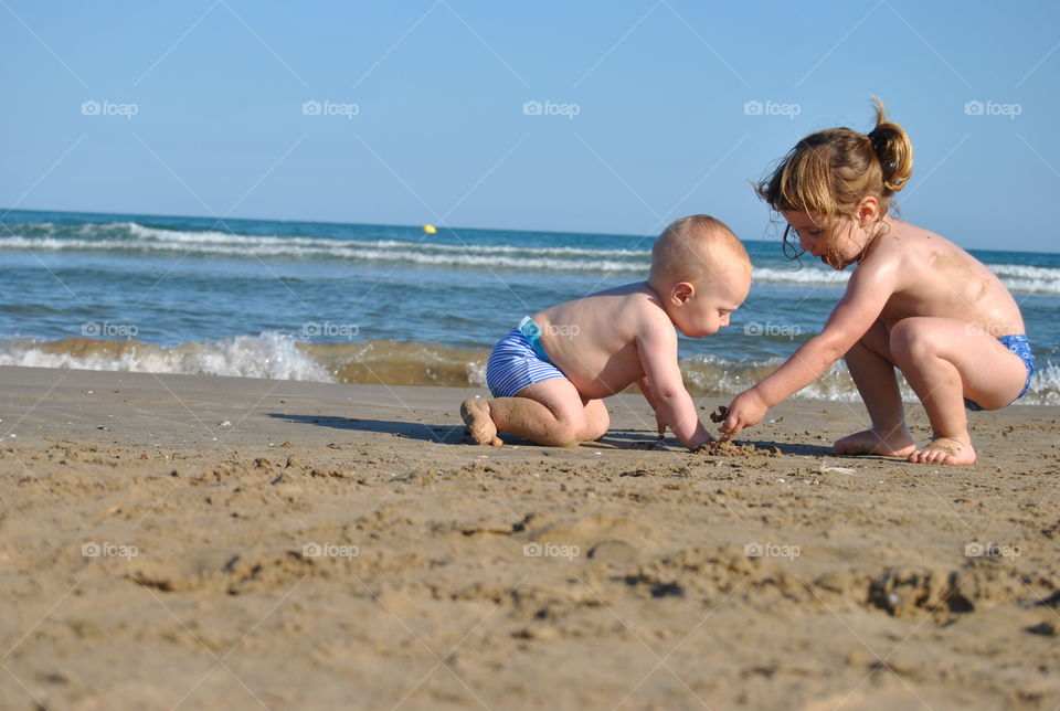 playing in the beach