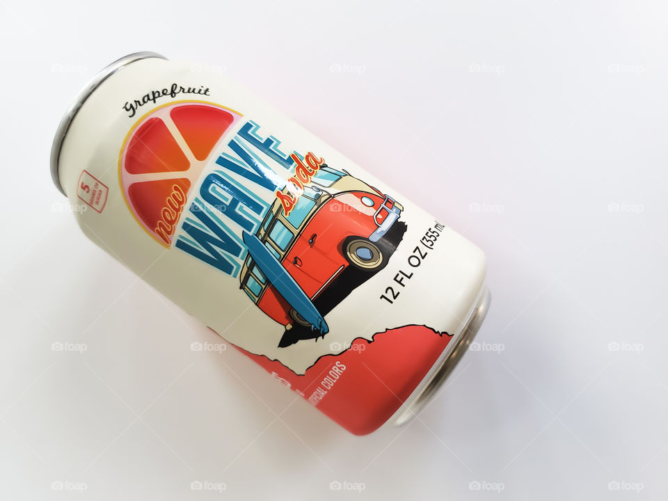 New Wave grapefruit soda- A healthy 25 calorie caffeinated soda with clean ingredients. No preservatives, no artificial flavors and no sweeteners.