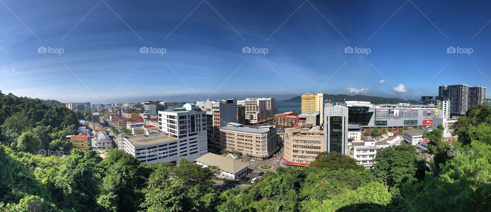 Sunny day Kota Kinabalu City view