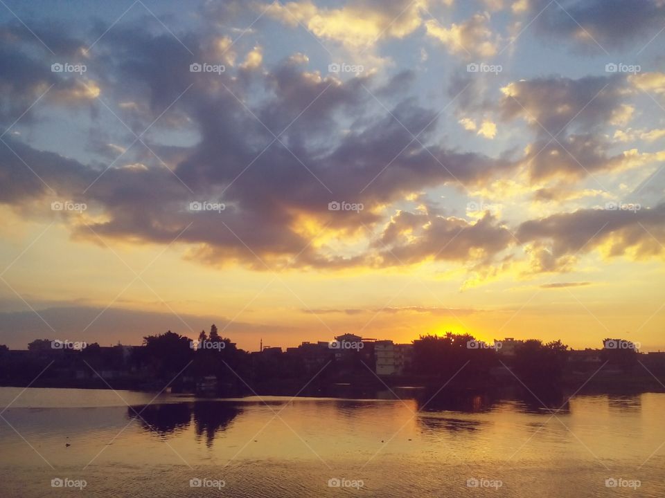 beautiful sunset on the Nile river