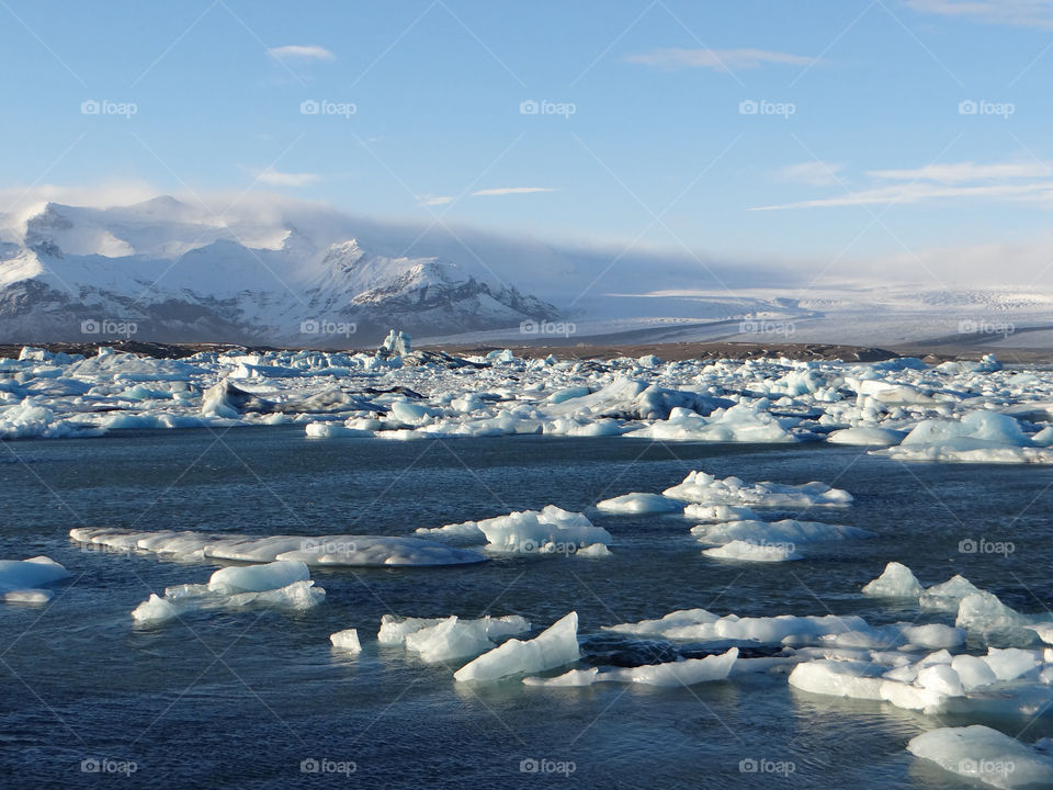 View of frozen lake during winter